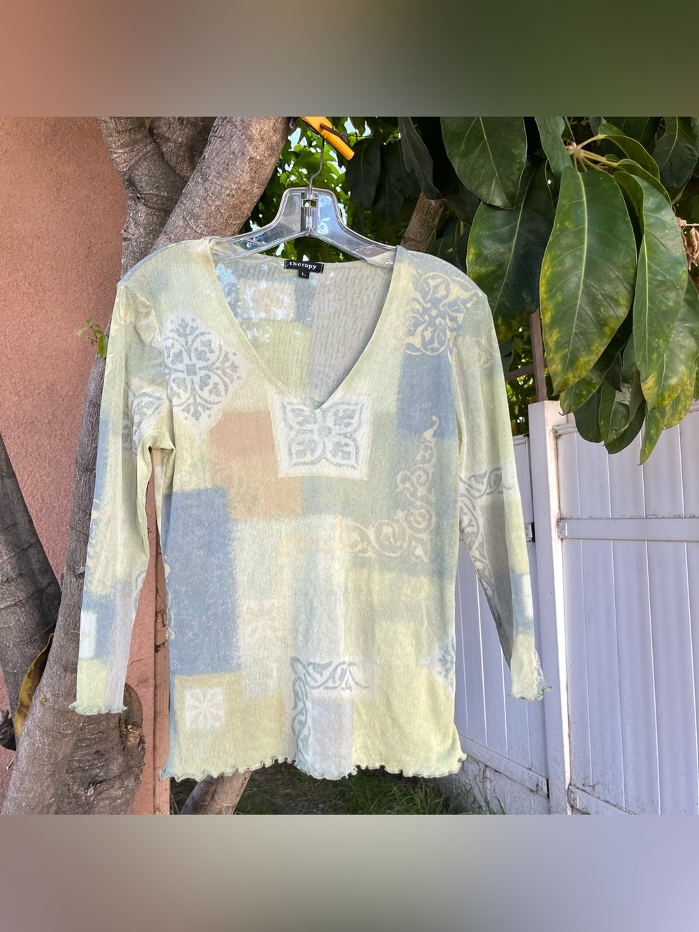 Vintage Y2K Therapy Mesh Abstract Patchwork Top.
